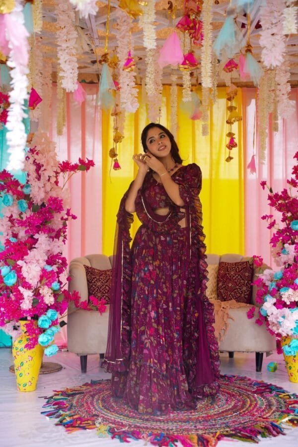 Sapphire graceful chinon lehenga set - Image 4