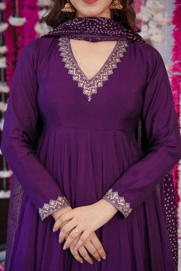 Dreamy purple Muslin suit set - Image 3
