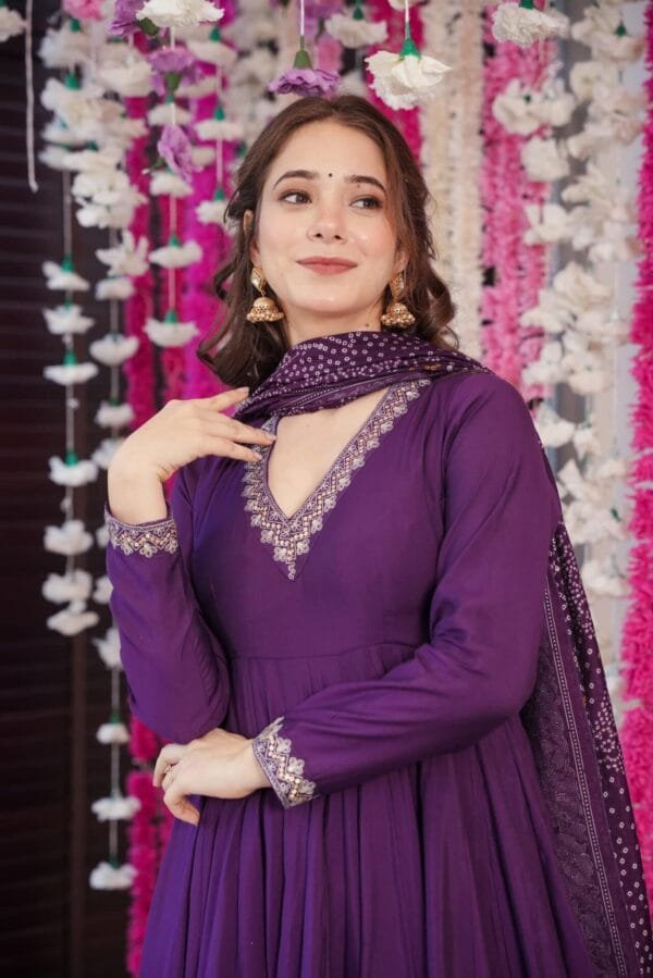 Dreamy purple Muslin suit set - Image 2