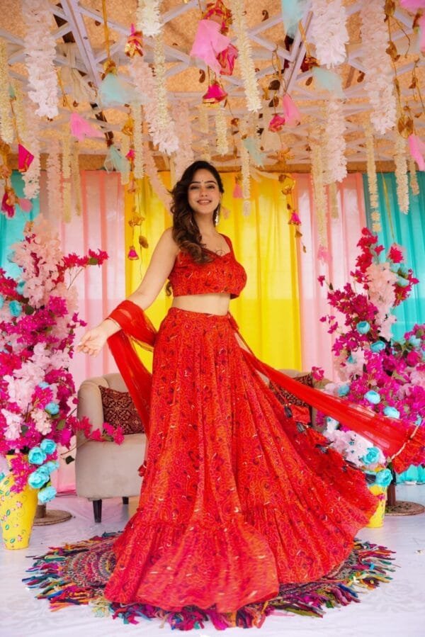 Bandhani grace chinon lehenga set - Image 3