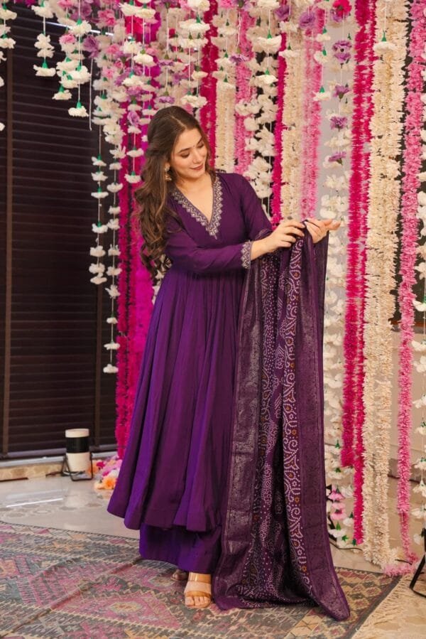 Dreamy purple Muslin suit set - Image 4