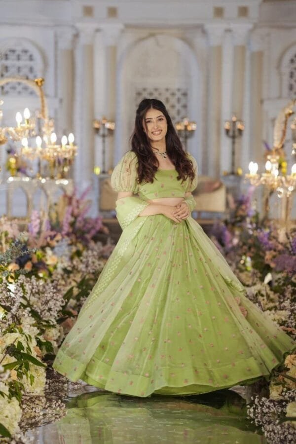 Azael green ORGANZA LEHENGA SET