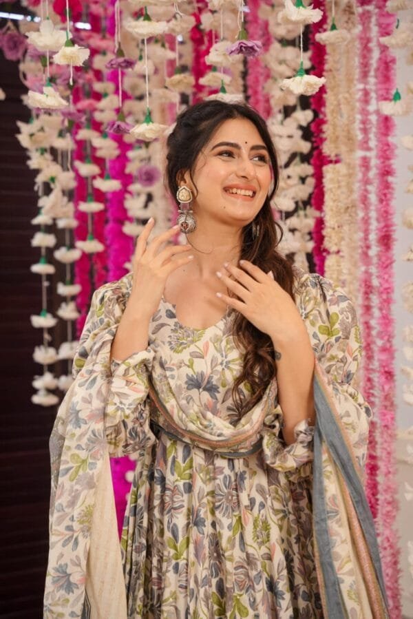 Green leaf print cotton suit set - Image 3