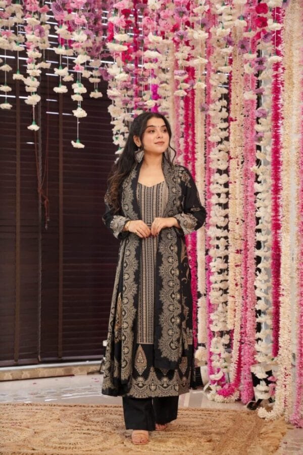 Starry black muslin suit set - Image 4