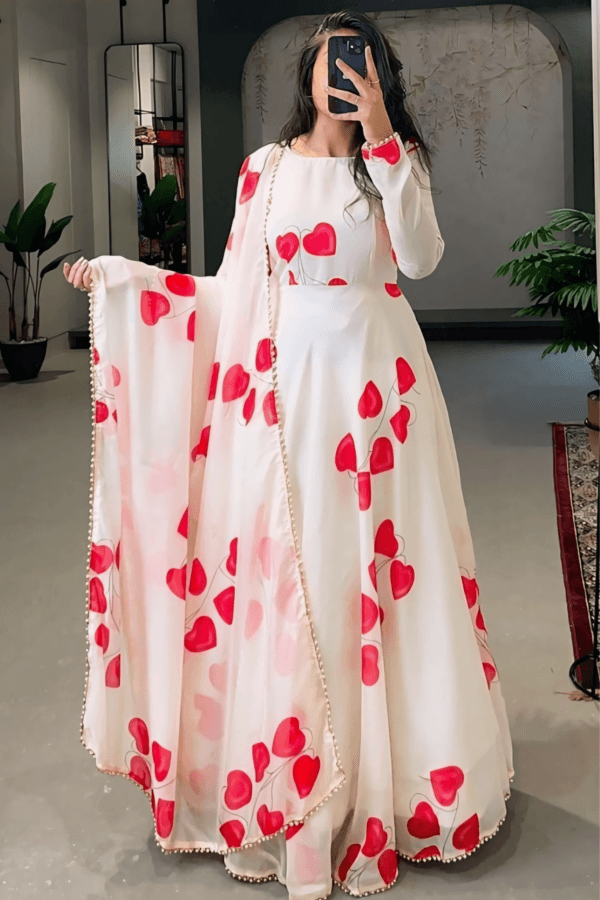 BEAUTIFUL RED HEARTS IN BLOOM GOWN - Image 2