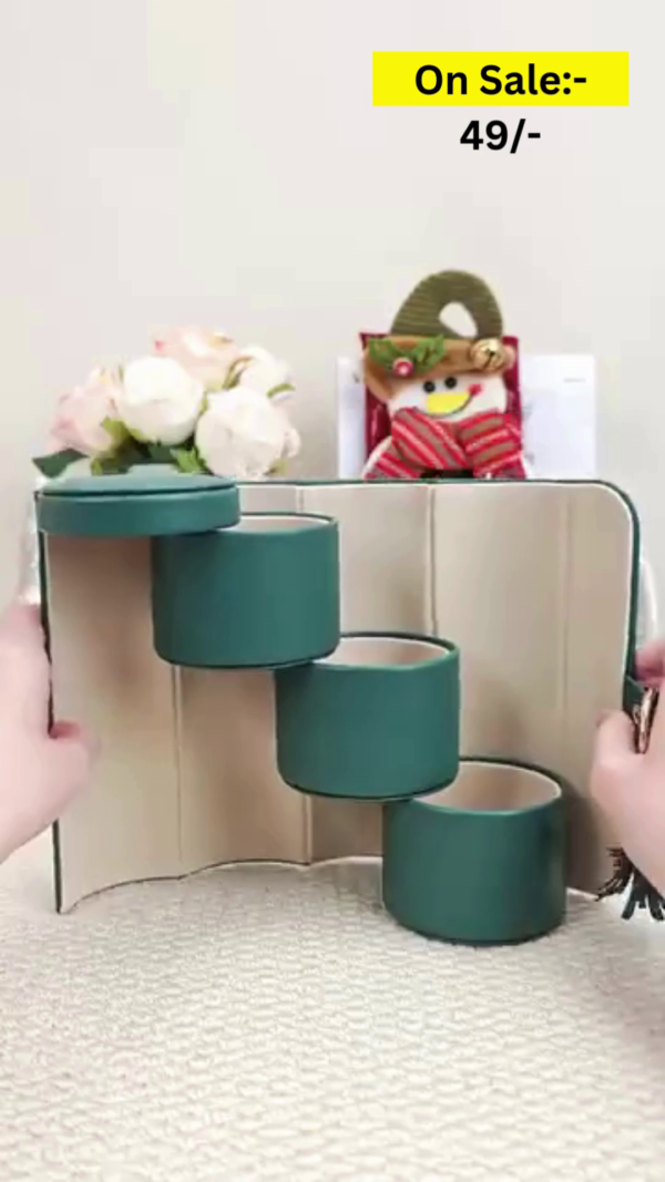 Travel Jewelry Organizer with Compact Foldable Design, Multi-Tier Rotating Storage Compartments, and Secure Snap Closure - Perfect for Rings, Earrings, Bracelets, and Small Accessories - Image 2