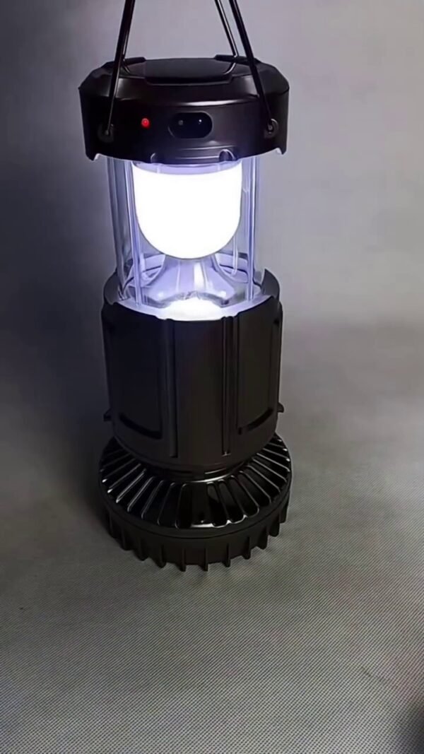 Multifunctional 3-in-1 Portable Solar Rechargeable LED Camping Lantern with Built-in Power Bank and High-Speed USB Charging, Emergency Light and Rotating Fan Combo for Outdoor, Hiking, Camping, and Power Outages - Image 2