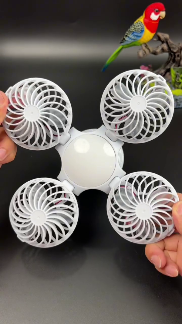 Multi-Head Foldable Ceiling Fan with LED Light – 4 Adjustable Blades for Enhanced Airflow and Illumination, Compact and Modern Design for Versatile Home or Office Use - Image 2