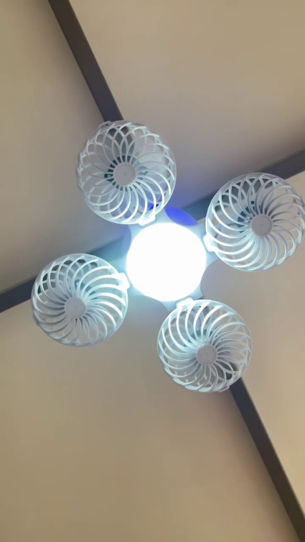 Multi-Head Foldable Ceiling Fan with LED Light – 4 Adjustable Blades for Enhanced Airflow and Illumination, Compact and Modern Design for Versatile Home or Office Use - Image 3