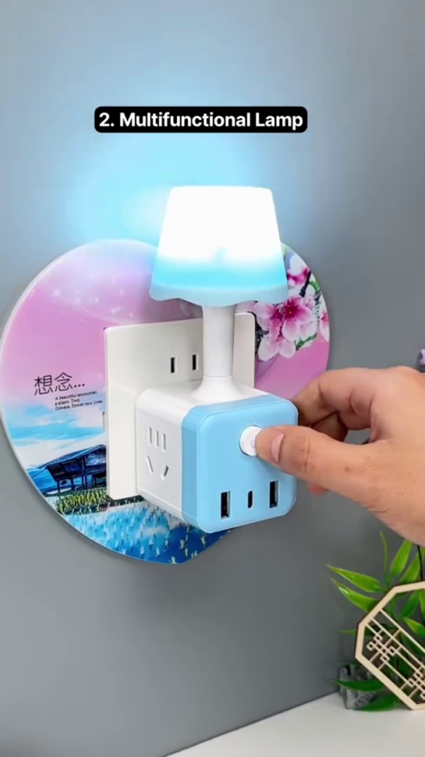 Versatile Multifunctional Lamp and Power Hub with USB Charging Ports and LED Night Light – Perfect for Home, Office, and Travel