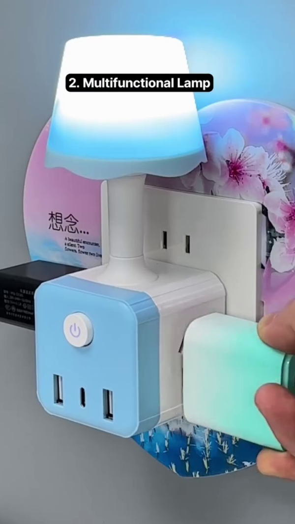 Versatile Multifunctional Lamp and Power Hub with USB Charging Ports and LED Night Light – Perfect for Home, Office, and Travel - Image 2