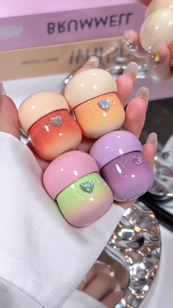 Cute Gradient Mushroom-Shaped Lip Balm & Tint with Moisturizing Formula and Built-In Applicator – Glossy Finish, Hydrating Lip Care in Adorable Multicolor Packaging