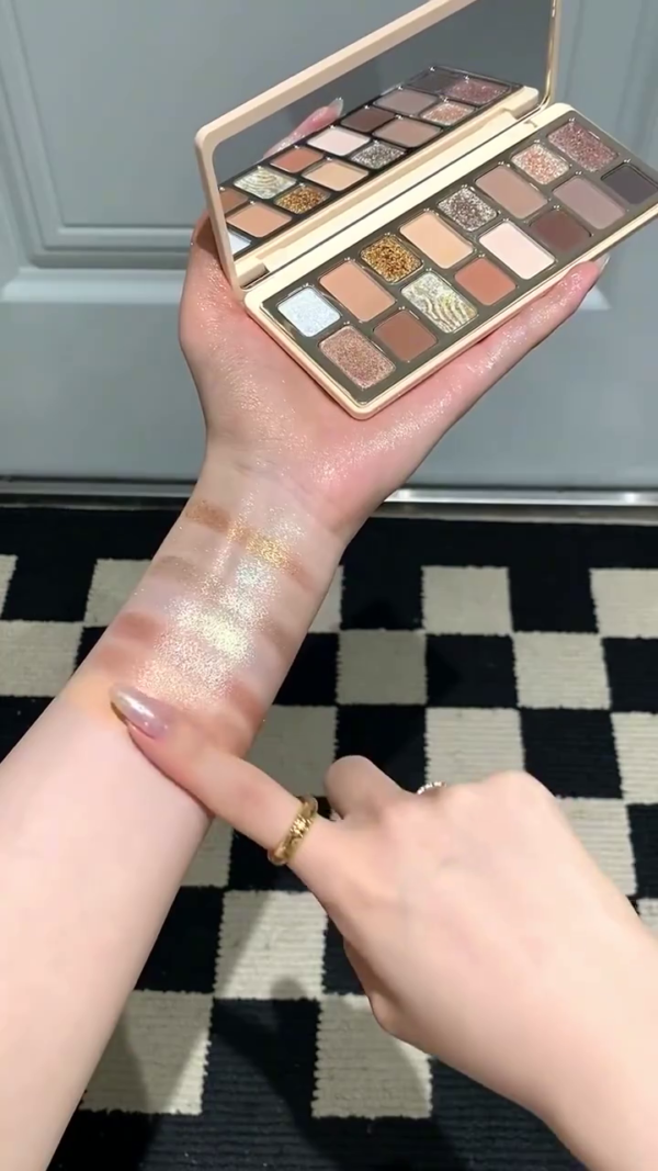 Luxury 16-Color Neutral & Glitter Eyeshadow Palette – Highly Pigmented Matte, Shimmer, and Metallic Finishes for Seamless Day-to-Night Looks – Long-Lasting, Blendable Formula in Warm Nude, Gold, and Smoky Tones with Built-In Mirror - Image 2