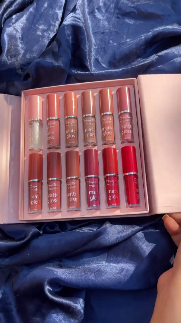 12-Piece Matte & Glossy Liquid Lipstick Collection – Long-Lasting, High-Pigment, Velvet Finish Lip Colors in a Luxury Pink Gift Box - Image 2