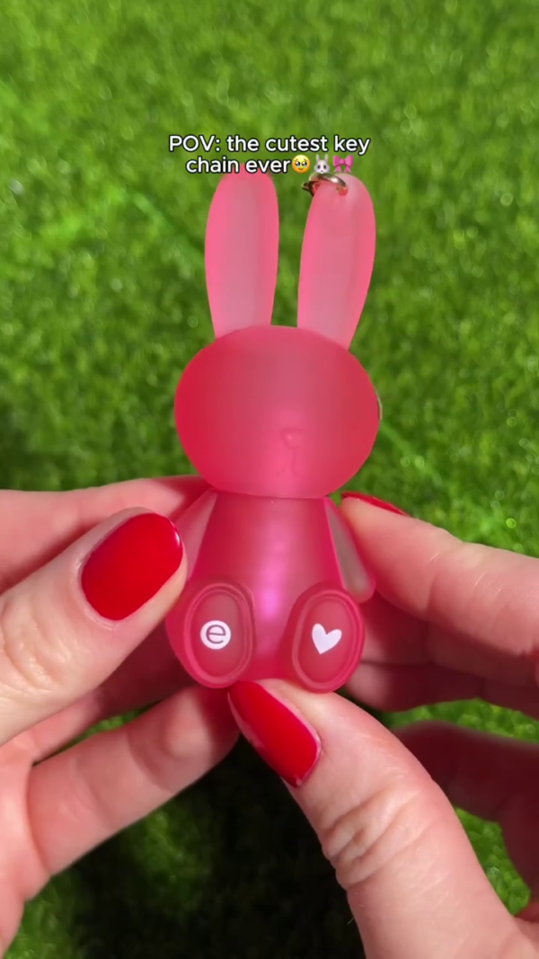 Cute Bunny Keychain Lip Gloss – Adorable Pink Rabbit Design with Shimmery Gloss Hidden Inside, Perfect for On-the-Go Glam