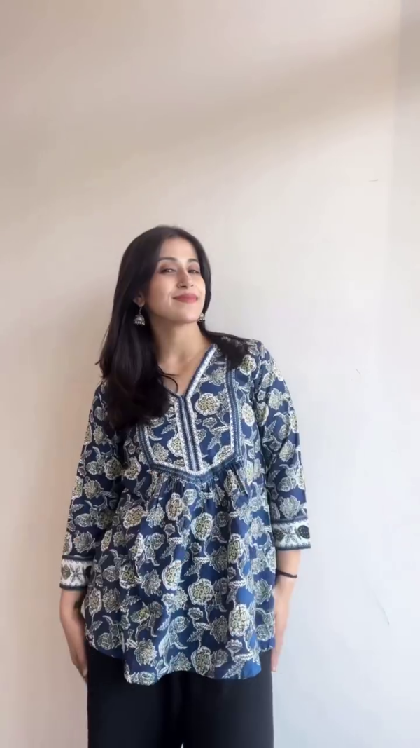 Combo of Ethnic Printed Short Kurtis Featuring Vibrant Elephant Motif and Elegant Floral Patterns, Designed with V-Necklines and Flowy Silhouettes – Perfect for Everyday Comfort and Casual Chic Looks - Image 2