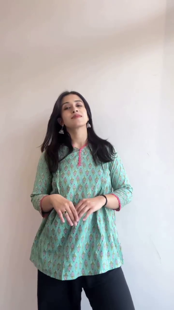 Combo of Ethnic Printed Short Kurtis Featuring Vibrant Elephant Motif and Elegant Floral Patterns, Designed with V-Necklines and Flowy Silhouettes – Perfect for Everyday Comfort and Casual Chic Looks - Image 3