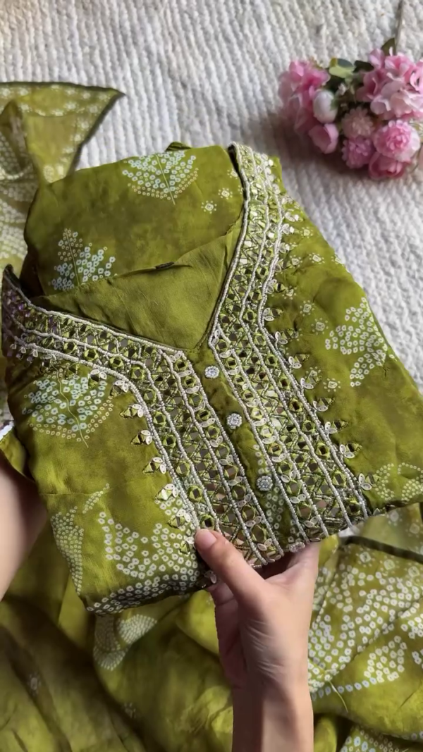 Royal Purple and also green Mirror Work Kurta Set with Gota Detailing and Printed Motifs – Traditional Indian Ethnic Wear for Festive & Party Occasions – Elegant Women’s Straight Suit with Matching Bottoms - Image 2