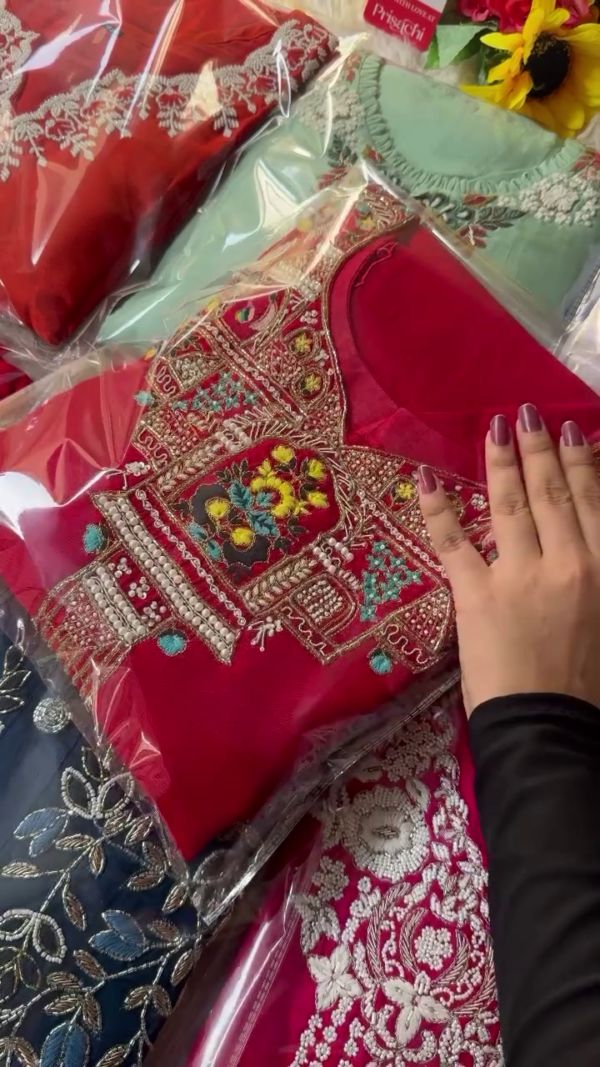 Elegant Collection of Designer Embroidered Kurtis in Rich Shades – Featuring Intricate Thread, Sequin, and Bead Work on Soft Fabrics with Floral, Leaf, and Traditional Motifs – Perfect for Festive Wear, Ethnic Celebrations, and Special Occasions