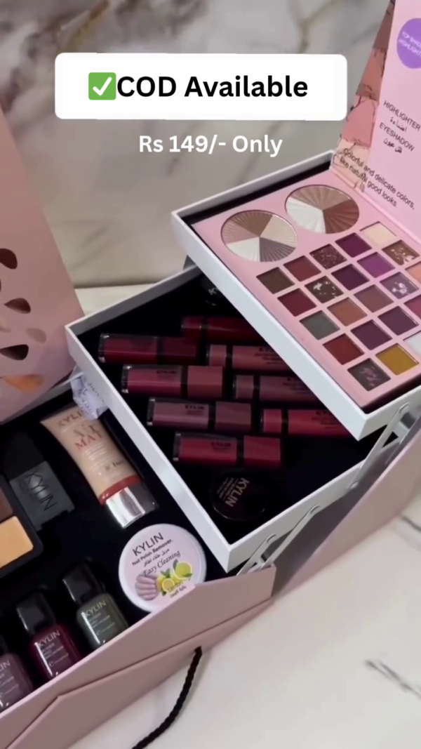 All-in-One KYLIN Professional Makeup Gift Box with Eyeshadow, Highlighter, Blush, Contour Palette, Lipsticks, Foundation, Nail Paints, Makeup Brushes, and Cleansing Balm – Perfect Cosmetic Kit for Girls and Women - Image 2