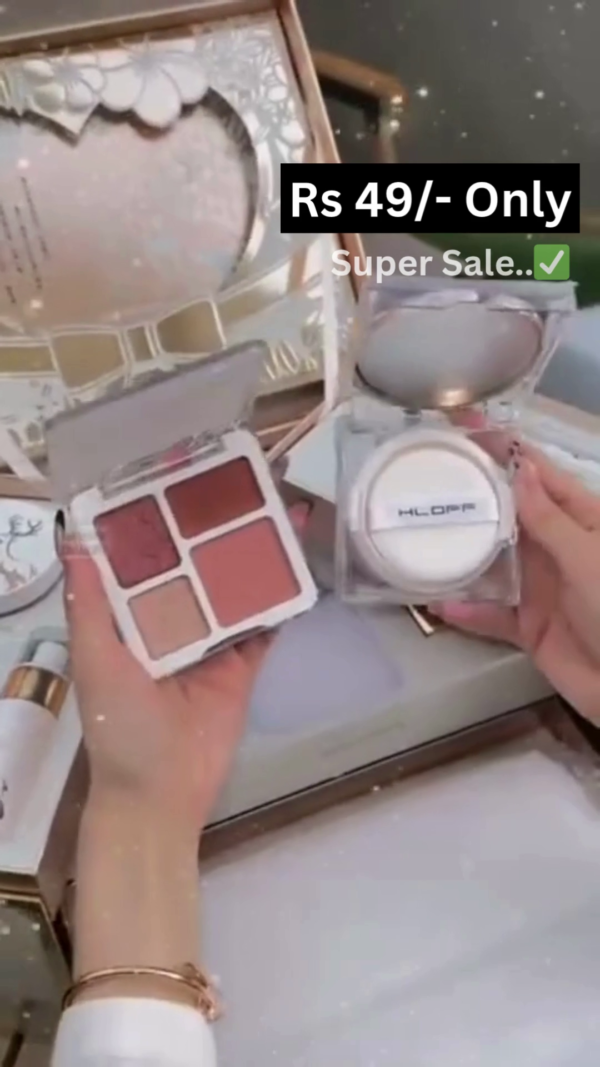 Luxury All-in-One Makeup Gift Box with Eyeshadow Palette, Compact Powder, Skincare Essentials, Foldable Mirror & Elegant Multi-Layer Packaging – Ideal for Daily Use, Travel & Gifting for Women and Girls - Image 4