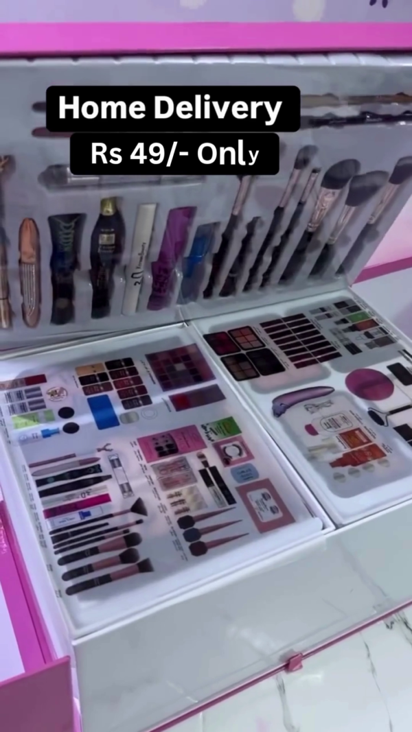 All-in-One Premium Makeup and Skincare Gift Box – Includes Brushes, Lipsticks, Serums, Nail Kit, Face Tools, Eyeshadows, Soaps, Wipes, and Beauty Essentials in a Stylish Multi-Layer Organizer for Girls and Women