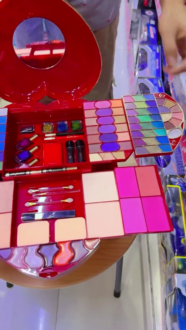 All-in-One Deluxe Girls' Makeup Kit – Multi-Layer Foldable Cosmetic Beauty Set with Mirror, Eyeshadows, Blushes, Lip Colors, Applicators, and Nail Accessories - Image 2
