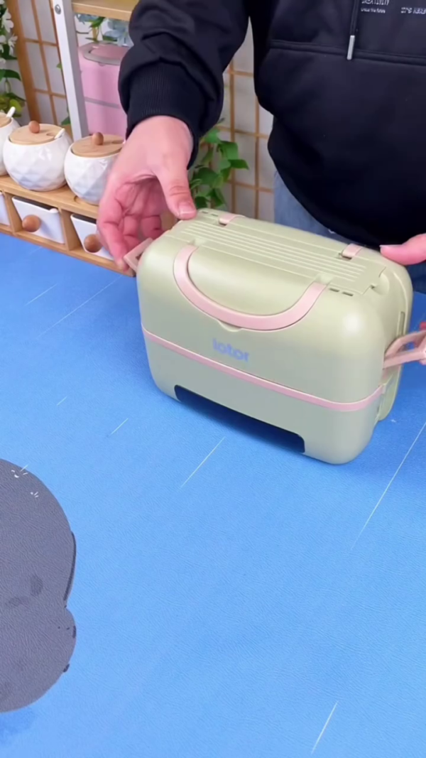 Portable Electric Lunch Box Food Warmer with Dual Stainless Steel Containers for Rice and Main Dishes – Compact Multi-Layer Heating Bento Box for Home, Office, and Travel with Steam Function and Leak-Proof Design - Image 2