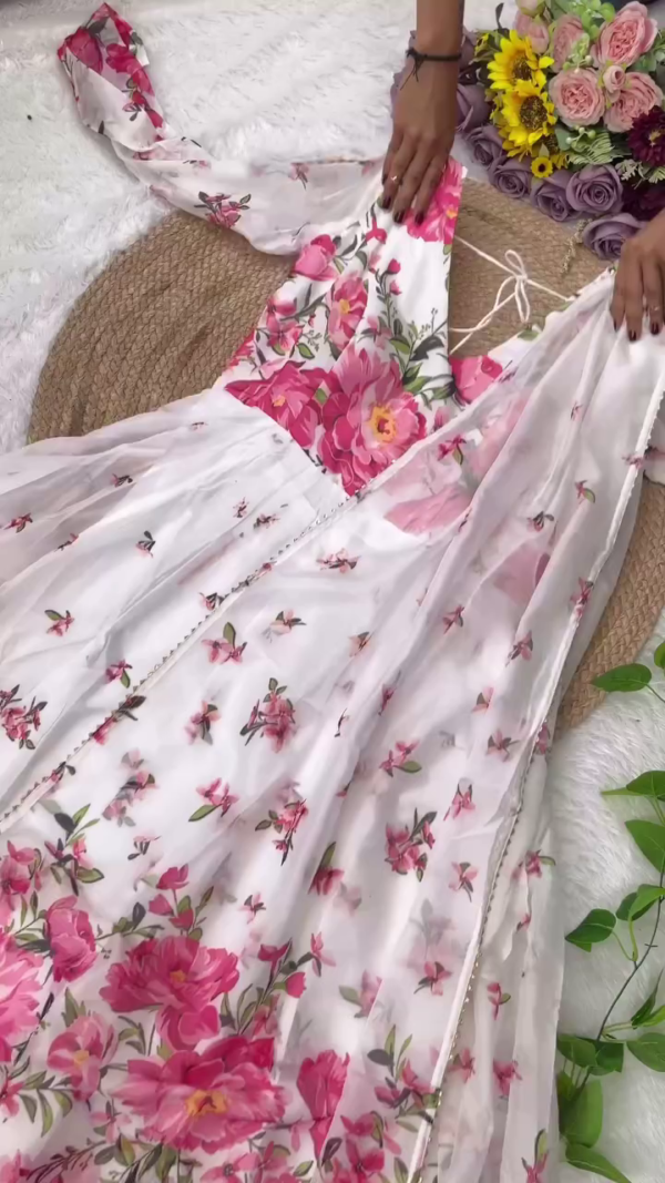 Women's Anarkali Suit Set Collection Featuring Ombre Purple-Pink Georgette Dress, Black Floral Printed Net Dress, and Traditional Red Embroidered Festive Wear with Dupatta – Perfect for Weddings, Parties, and Ethnic Celebrations - Image 3