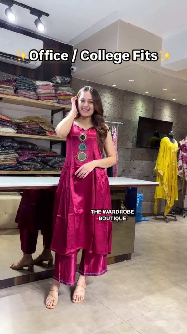 Trendy and Comfortable Kurta Sets in Rich Pink Silk, Elegant White Stripes, and Vibrant Ethnic Prints – Perfect Daily Wear Choices for Office and College by The Wardrobe Boutique