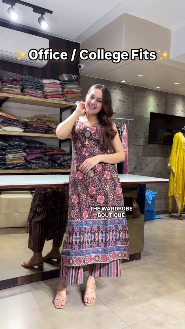 Trendy and Comfortable Kurta Sets in Rich Pink Silk, Elegant White Stripes, and Vibrant Ethnic Prints – Perfect Daily Wear Choices for Office and College by The Wardrobe Boutique - Image 3