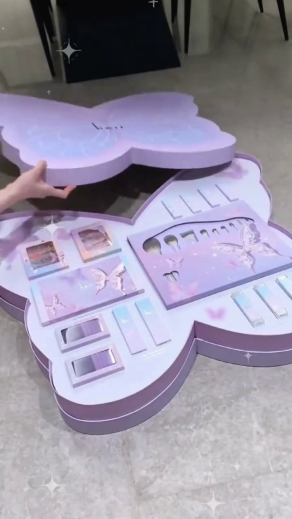 Magical Butterfly-Shaped Makeup Kit with Eyeshadows, Lipsticks, Brushes, and More