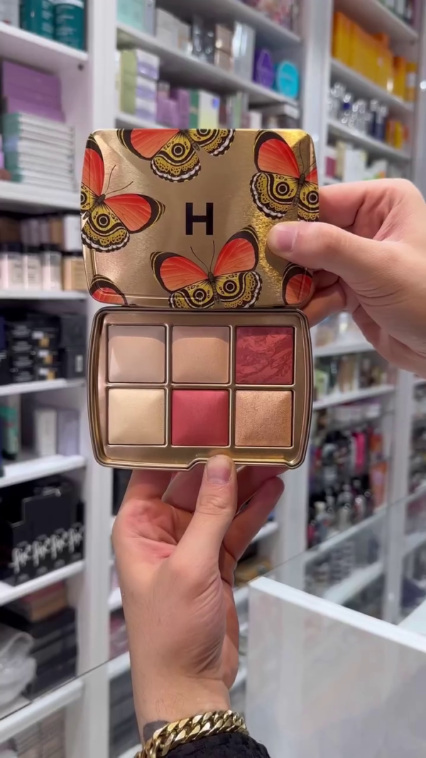 Huda Beauty Glowish Blush & Highlighter Palette – Featuring 6 Radiant Shades for a Beautiful Glow and Natural Flush, with a Stunning Butterfly-Inspired Packaging