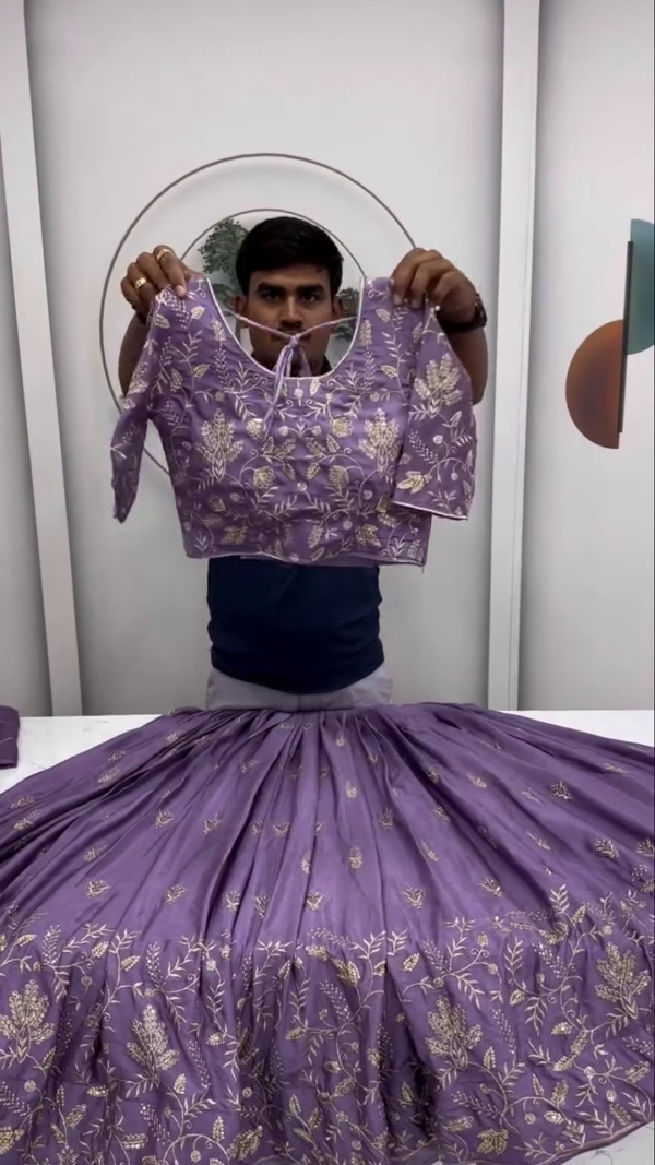 Regal Purple Choli Set with Vibrant Floral Printed Dupatta – A Striking Fusion of Traditional Elegance and Modern Charm, Perfect for Festive Occasions and Celebrations
