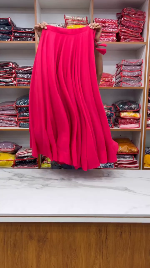 Hot Pink Georgette Lehenga Set with Sequin-Embroidered Blouse – Flowy Pleated Skirt & Matching Dupatta with Shimmer Detailing – Bold & Beautiful Festive Wear for Sangeet & Wedding Nights. - Image 2