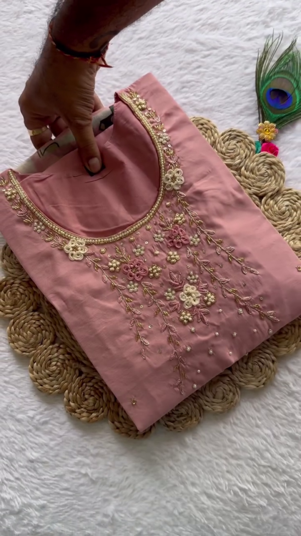 Elegant Baby Pink Embroidered Kurta Set with Matching Pants and Contrasting Printed Organza Dupatta – Graceful Ethnic Wear for Festive and Semi-Formal Occasions